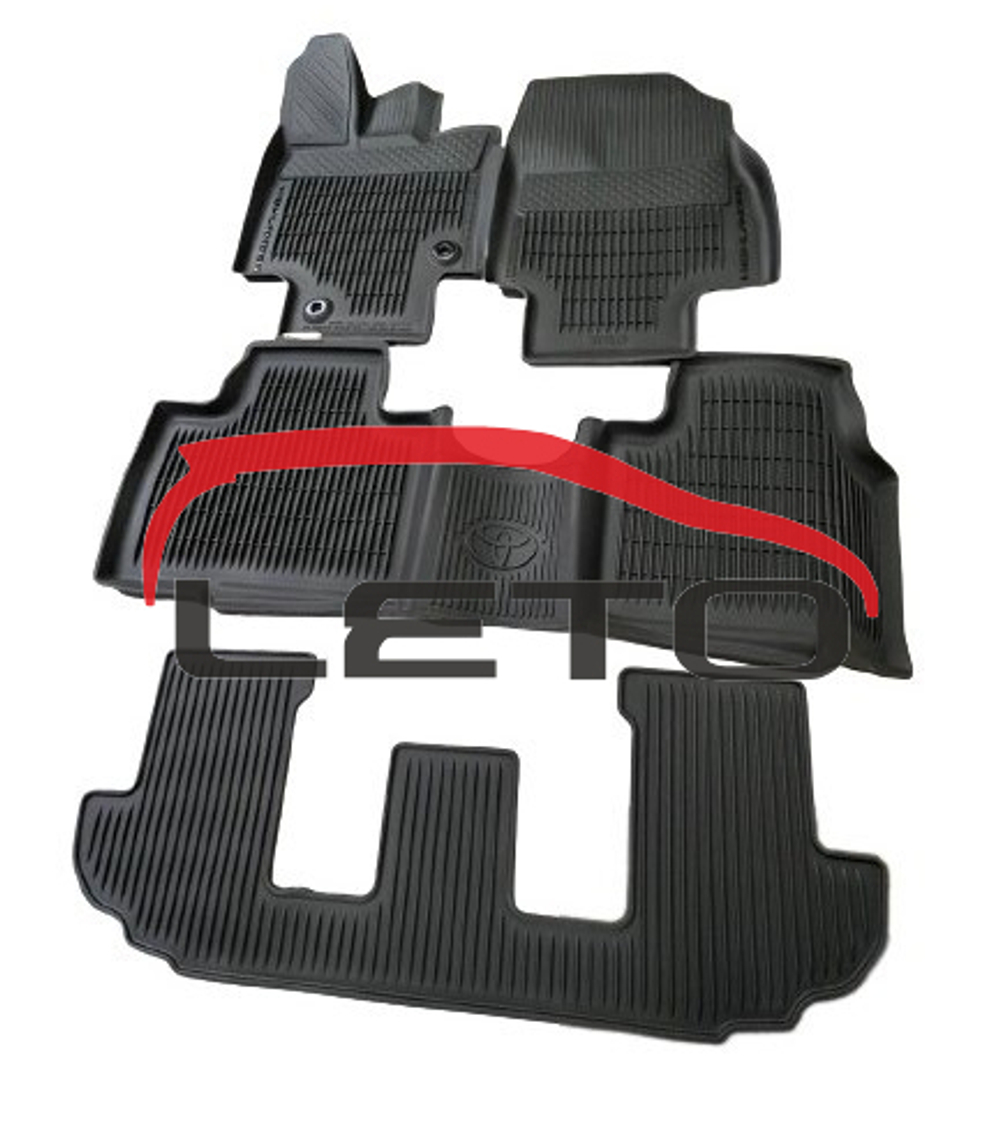 Коврики салона резиновые черные (и для 3-го ряда) PT908-48200-20 PT9084820020