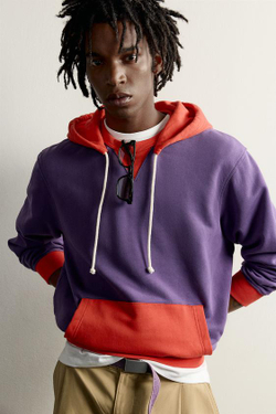 ZARA - FRUIT OF THE LOOM™ КОНТРАСТНАЯ ТОЛСТОВКА С КАПЮШОНОМ, СИРЕНЕВЫЙ