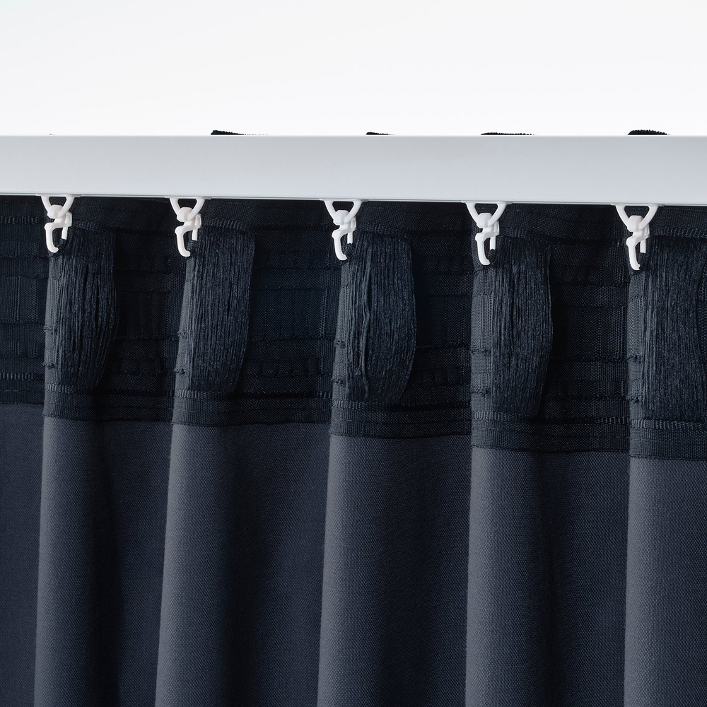 IKEA SANELA  (ИКЕА САНЕЛА)  -  Штора затемняющая, 2 шт. - тёмно-синяя/на ленте 140x250 см