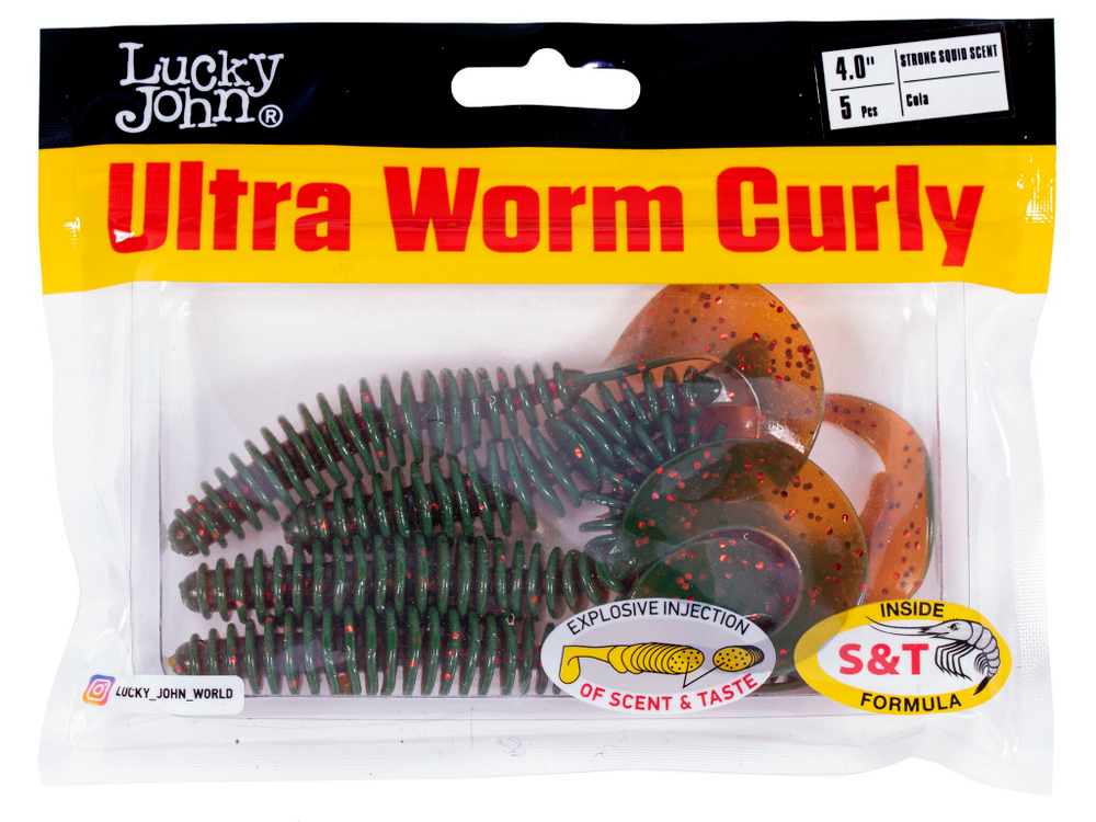 Твистеры съедоб. искусст. LJ Pro Series ULTRAWORM CURLY 4,0in (10.16)/PA16 5шт.