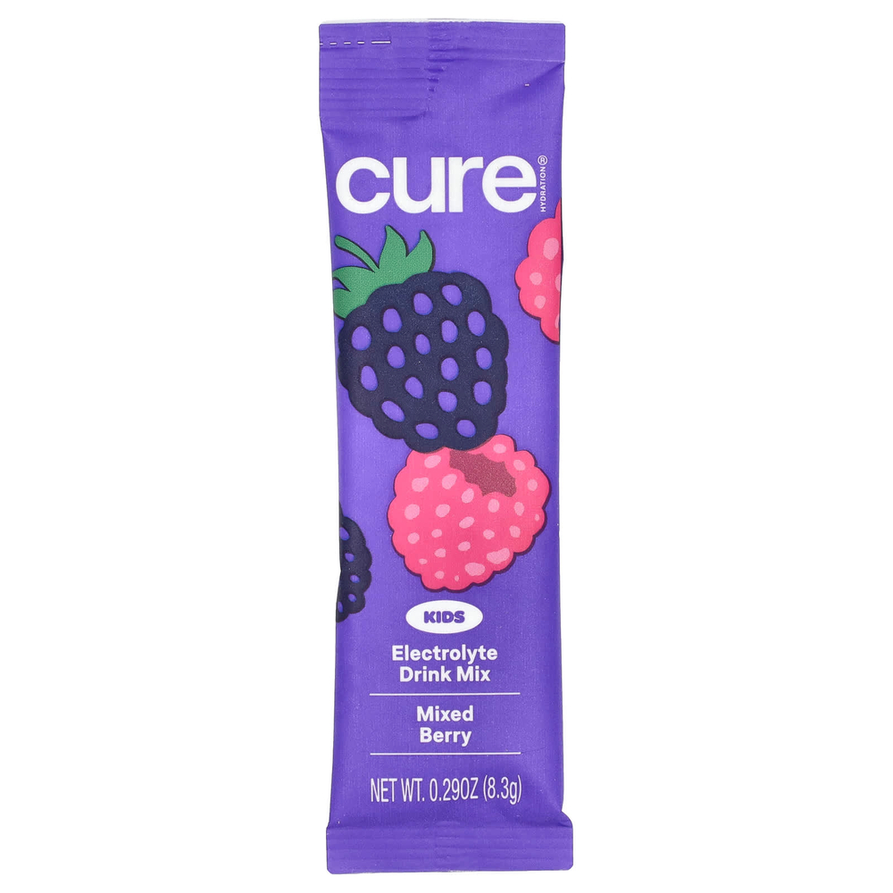 Cure Hydration, Kids, смесь для приготовления электролитов, ягодная смесь, 6 пакетиков по 8,3 г (0,29 унции)