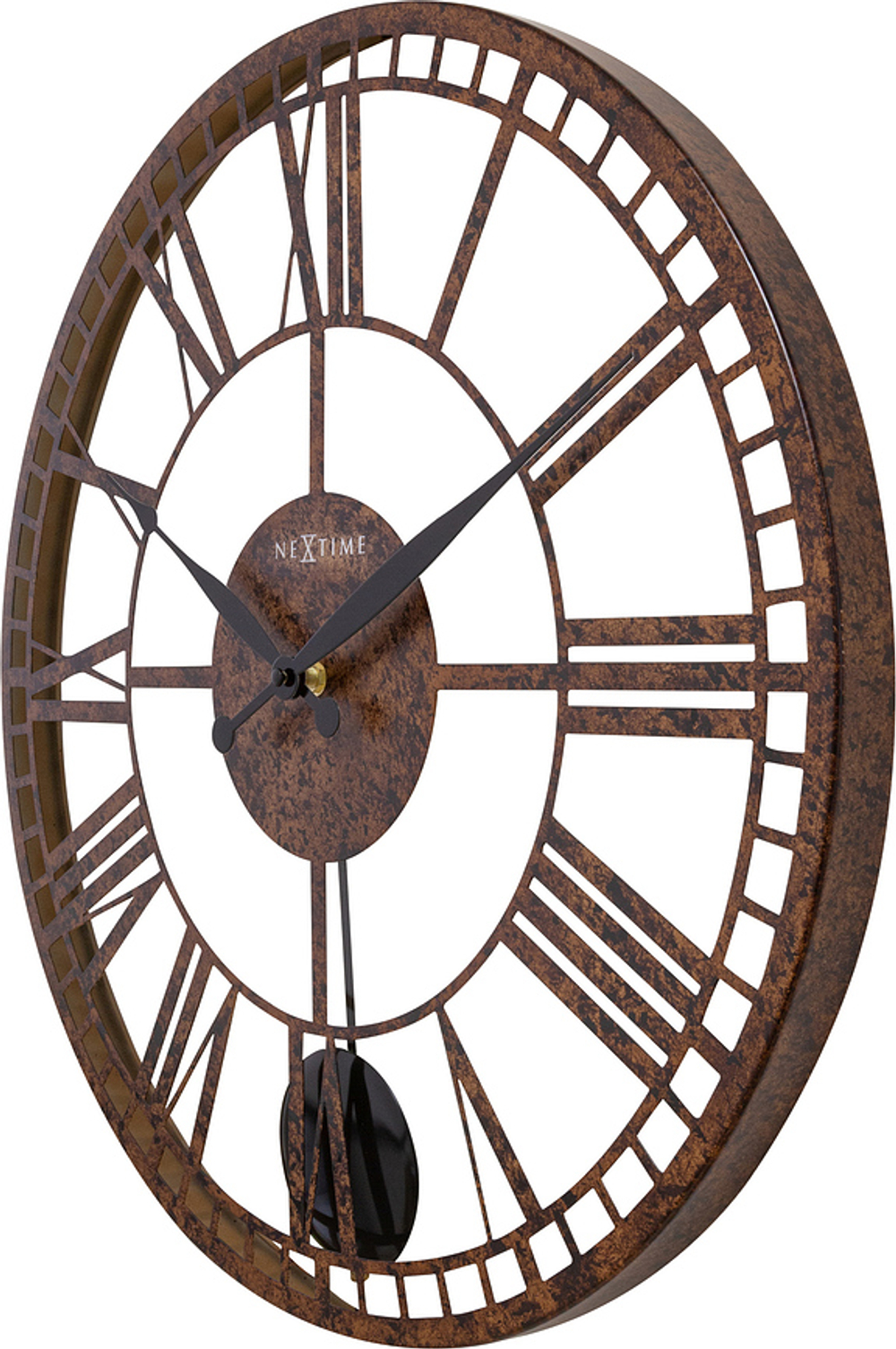 Настенные часы NeXtime London, металл, 50 см, коричневые