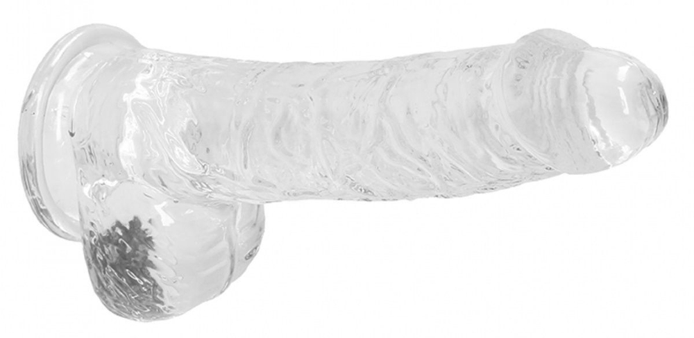Прозрачный фаллоимитатор Realrock Crystal Clear 9 inch - 25 см. (Цвет: прозрачный)