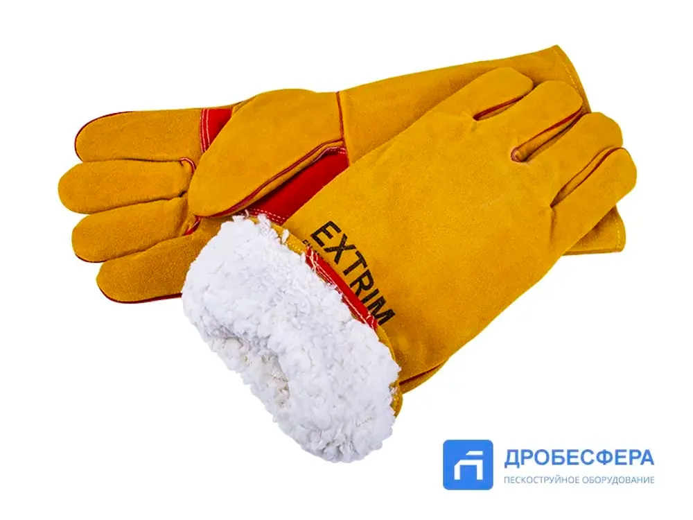 Перчатки пескоструйщика (кожа), оранжевые, утепление арт. EXT orange winter