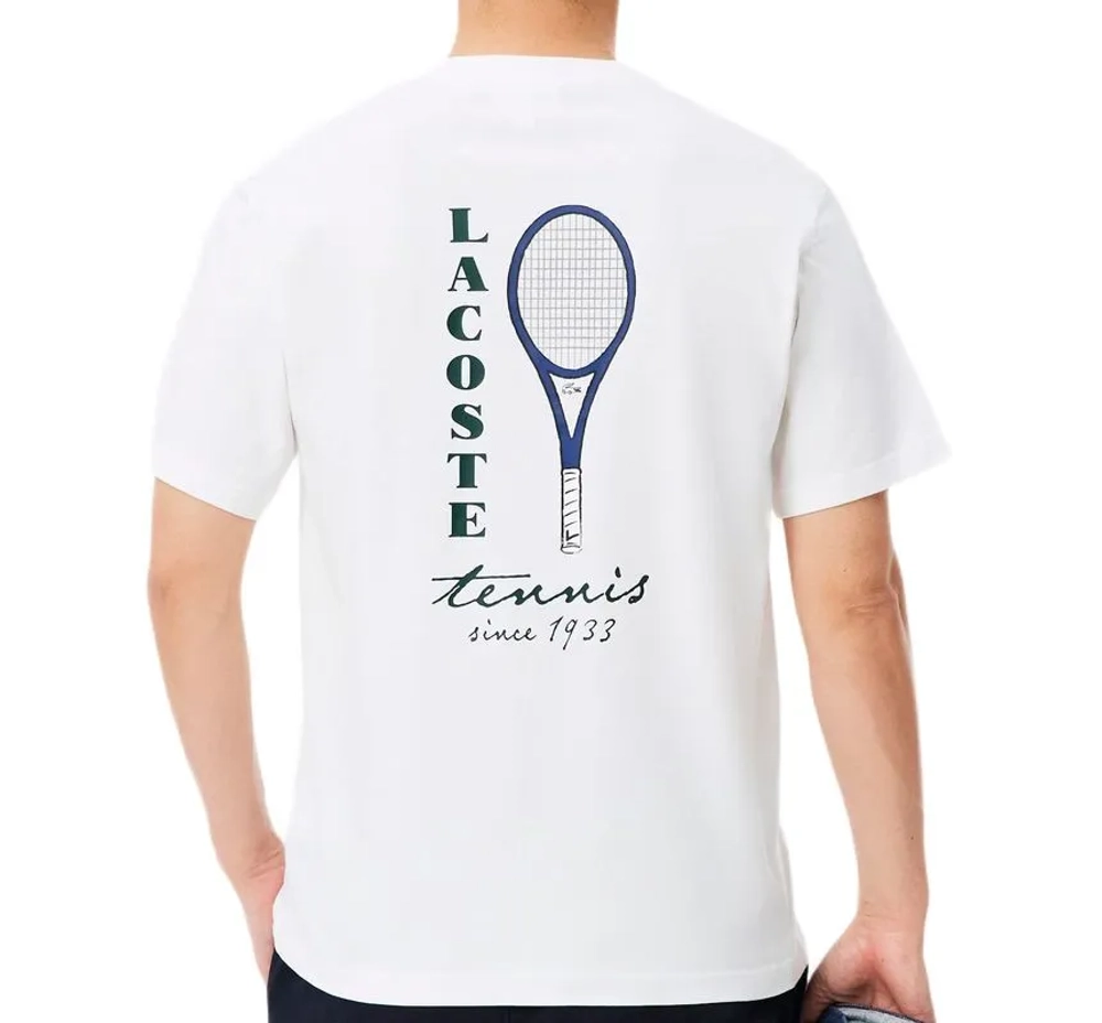 Мужская теннисная футболка Lacoste Embroidered Accent Tennis Print Jersey - white