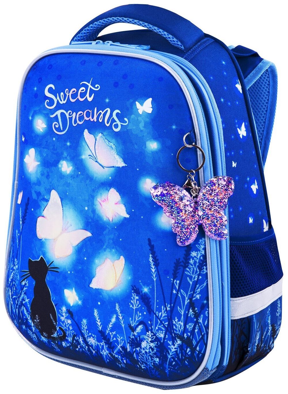 Ранец BRAUBERG PREMIUM, 2 отделения, с брелком, "Sweet dreams", СВЕТЯЩИЙСЯ, 38х29х16 см, 270593