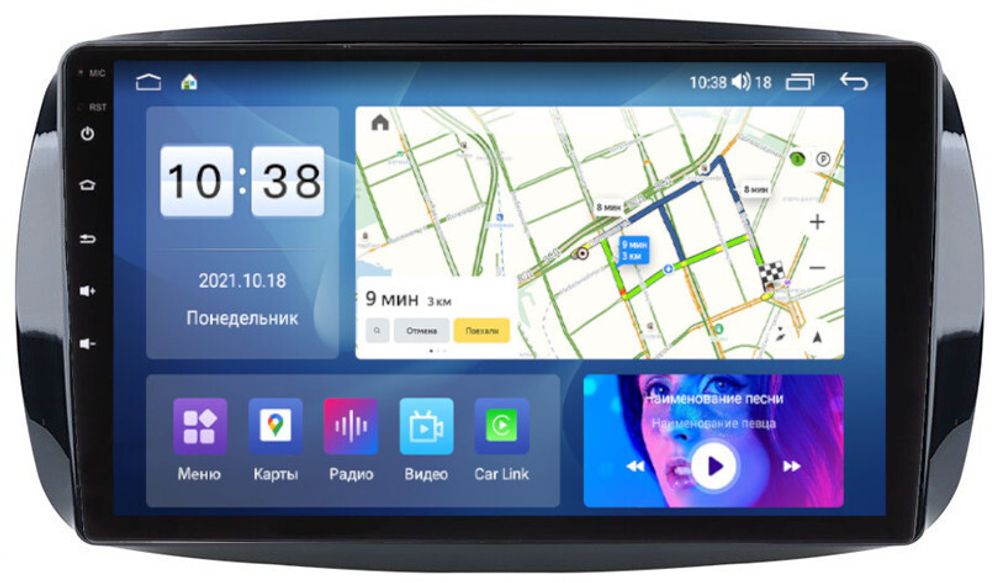 Магнитола для Smart ForTwo/ForFour 2014-2022 - Parafar PF214UHD на Android 13, Быстрая, QLED, CarPlay, 4G SIM-слот