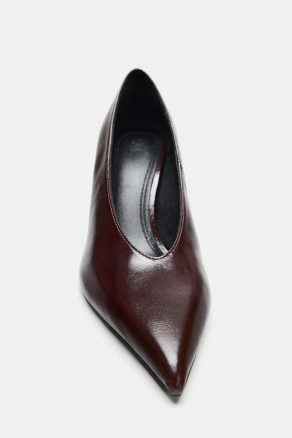 ZARA КОЖАНЫЕ ТУФЛИ НА КАБЛУКЕ, КОРИЧНЕВЫЙ