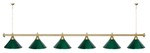 Лампа STARTBILLIARDS 6 пл. (плафоны зеленые,штанга золотая,фурнитура золото)