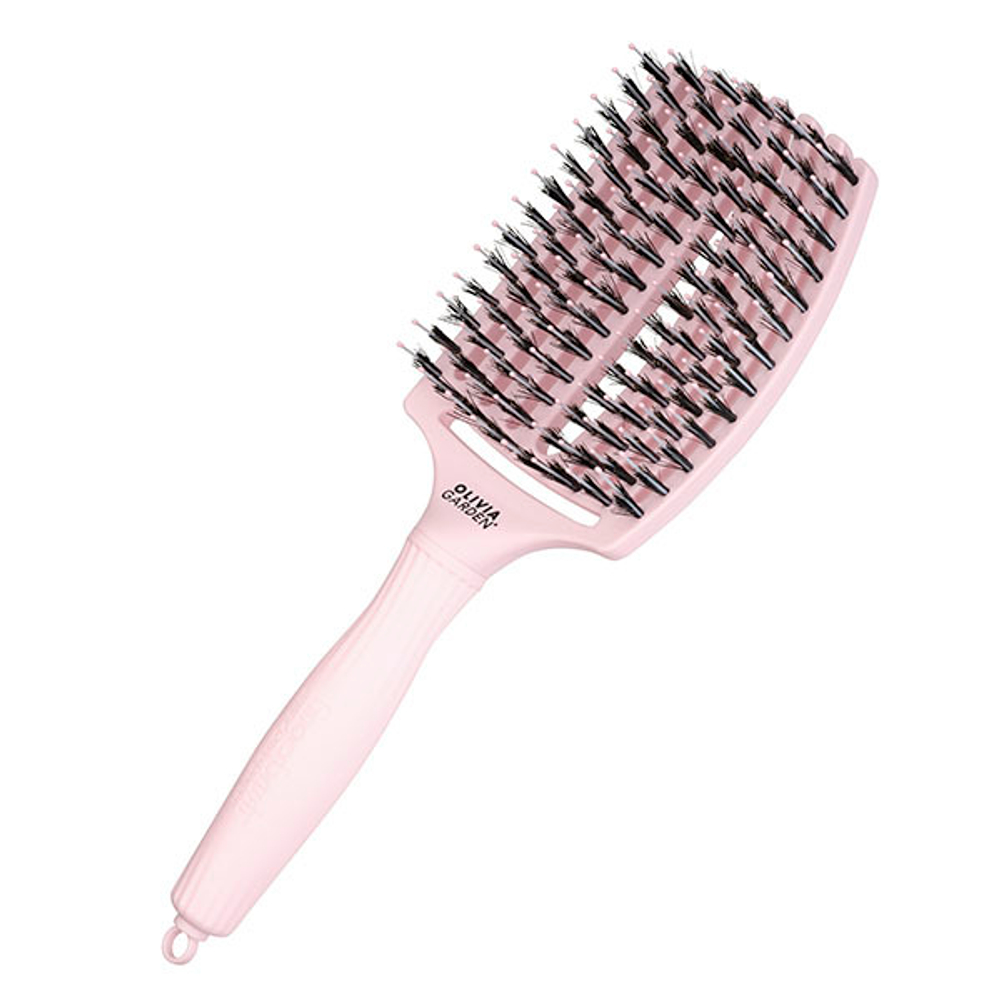 Olivia Garden Щетка для волос Fingerbrush Care Iconic Boar&Nylon Pastel Pink L ID1686