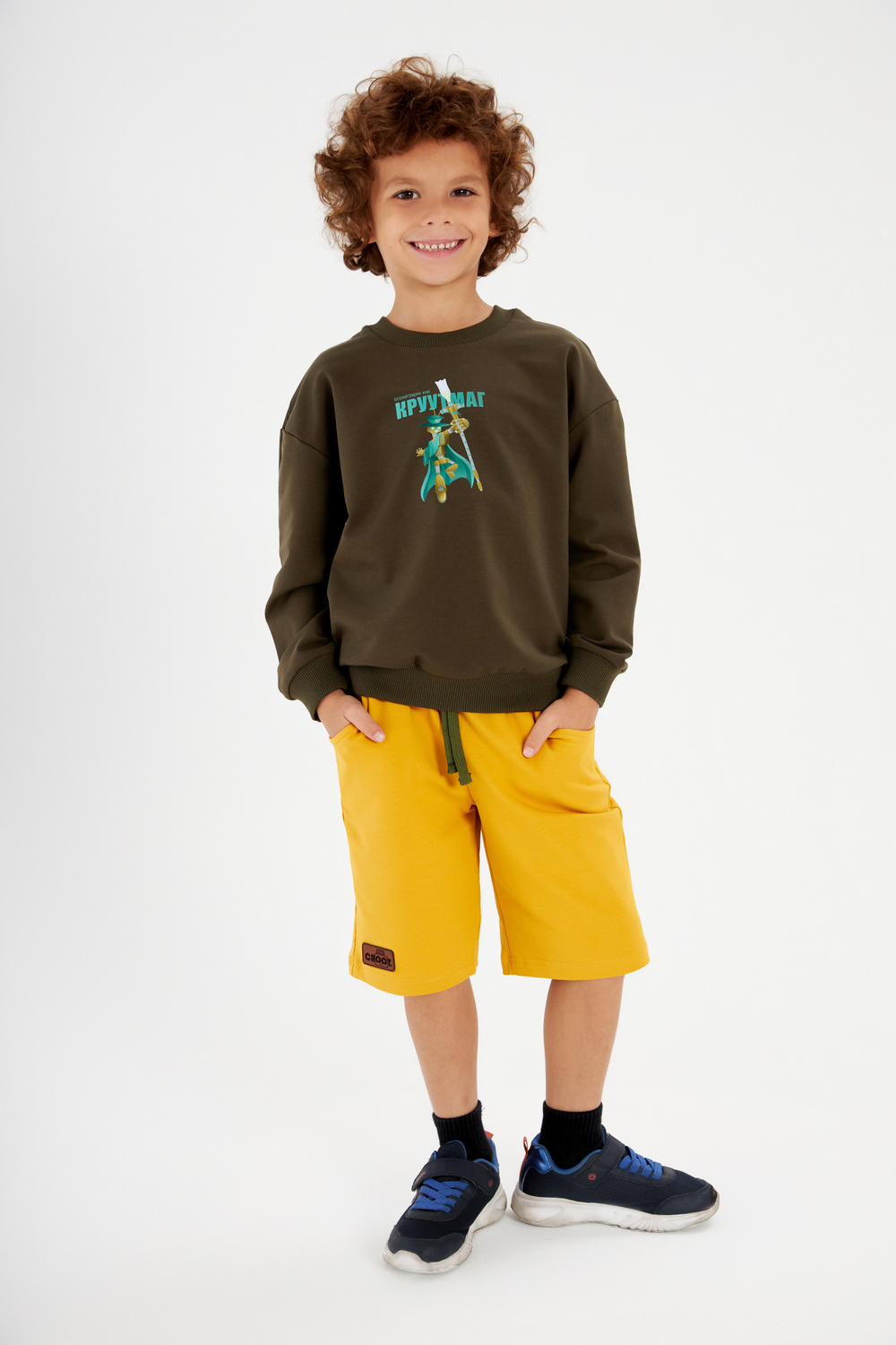 Свитшот детский CROOT Basic Oversize для мальчика, темно-зеленый, хлопок
