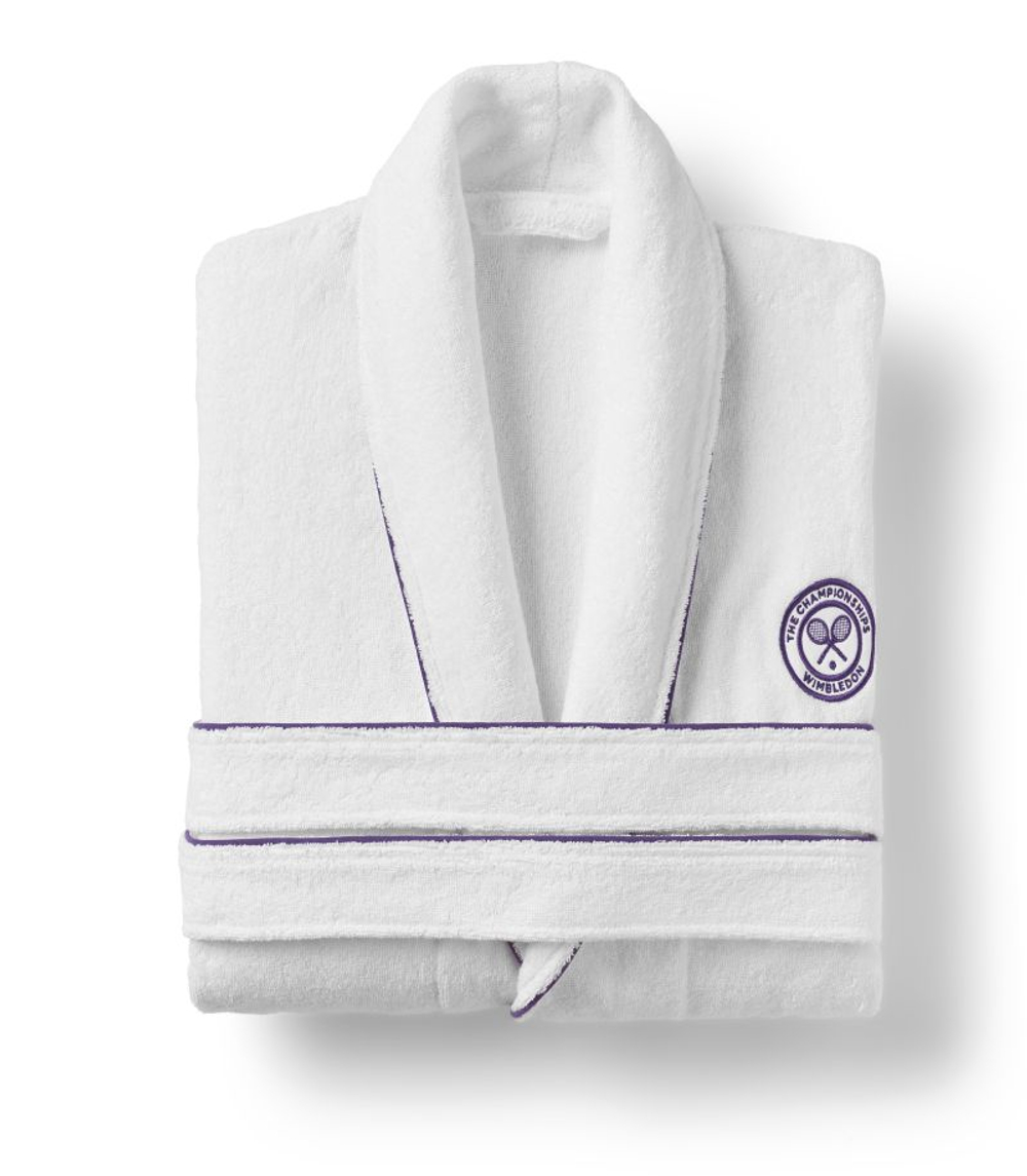 Теннисное полотенце Wimbledon Cotton Terry Baseline Robe — white/purple