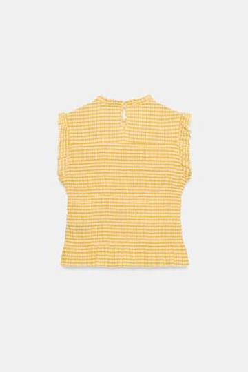 ZARA ТОП В КЛЕТКУ ВИШИ С ЭФФЕКТОМ ЖАТКИ, ЭКРЮ/ЖЕЛТЫЙ