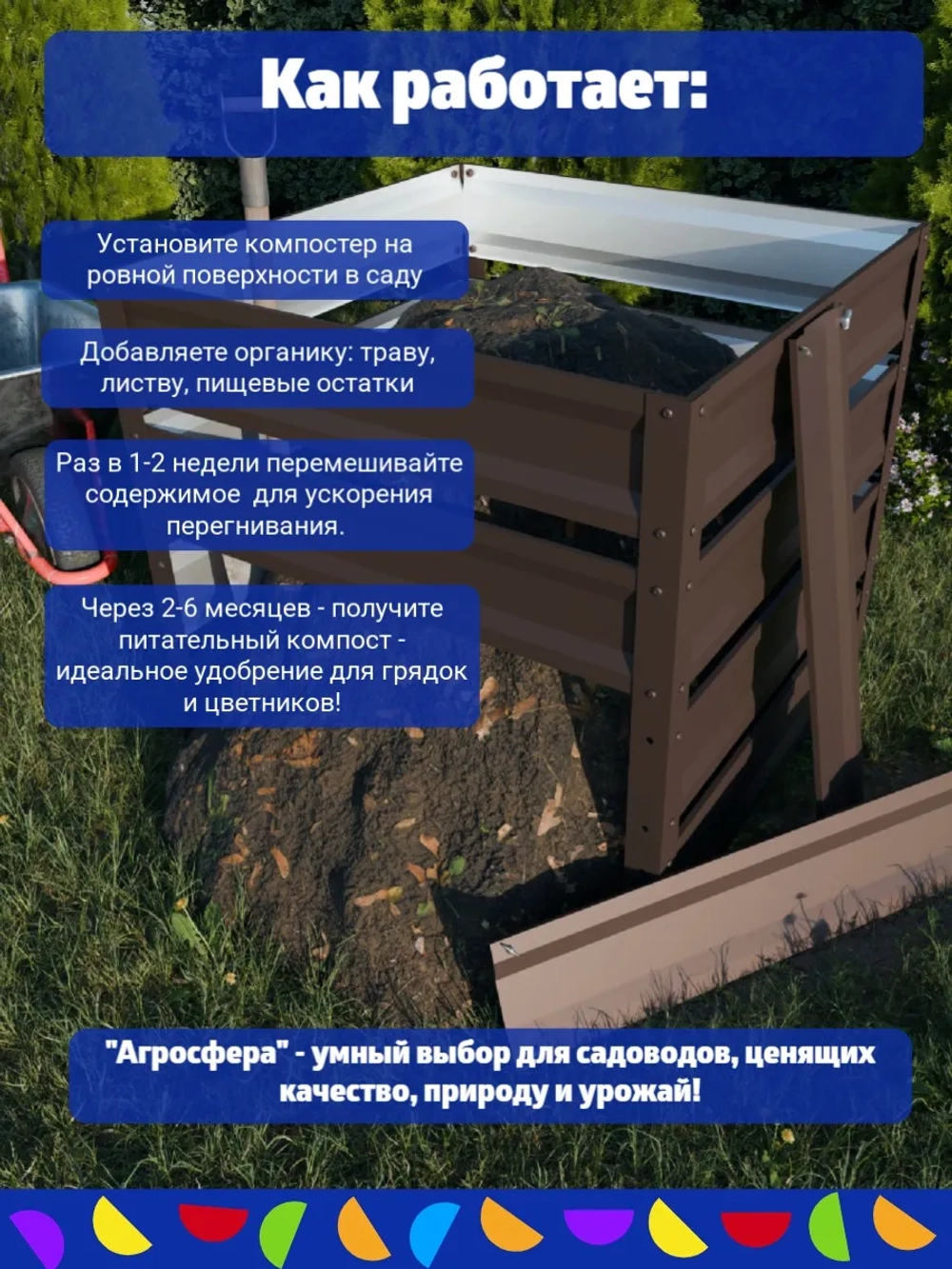 Компостер садовый оцинкованный 1040 л коричневый