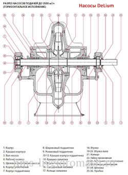 D 150-290A - насос DeLium нового поколения двухстороннего входа с горизонтальным разъёмом корпуса