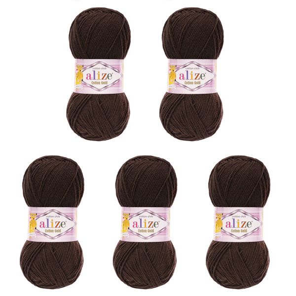 Пряжа Alize (Ализе) Cotton Gold / уп.5 мот. по 100 г, 330м, 026 коричневый A
