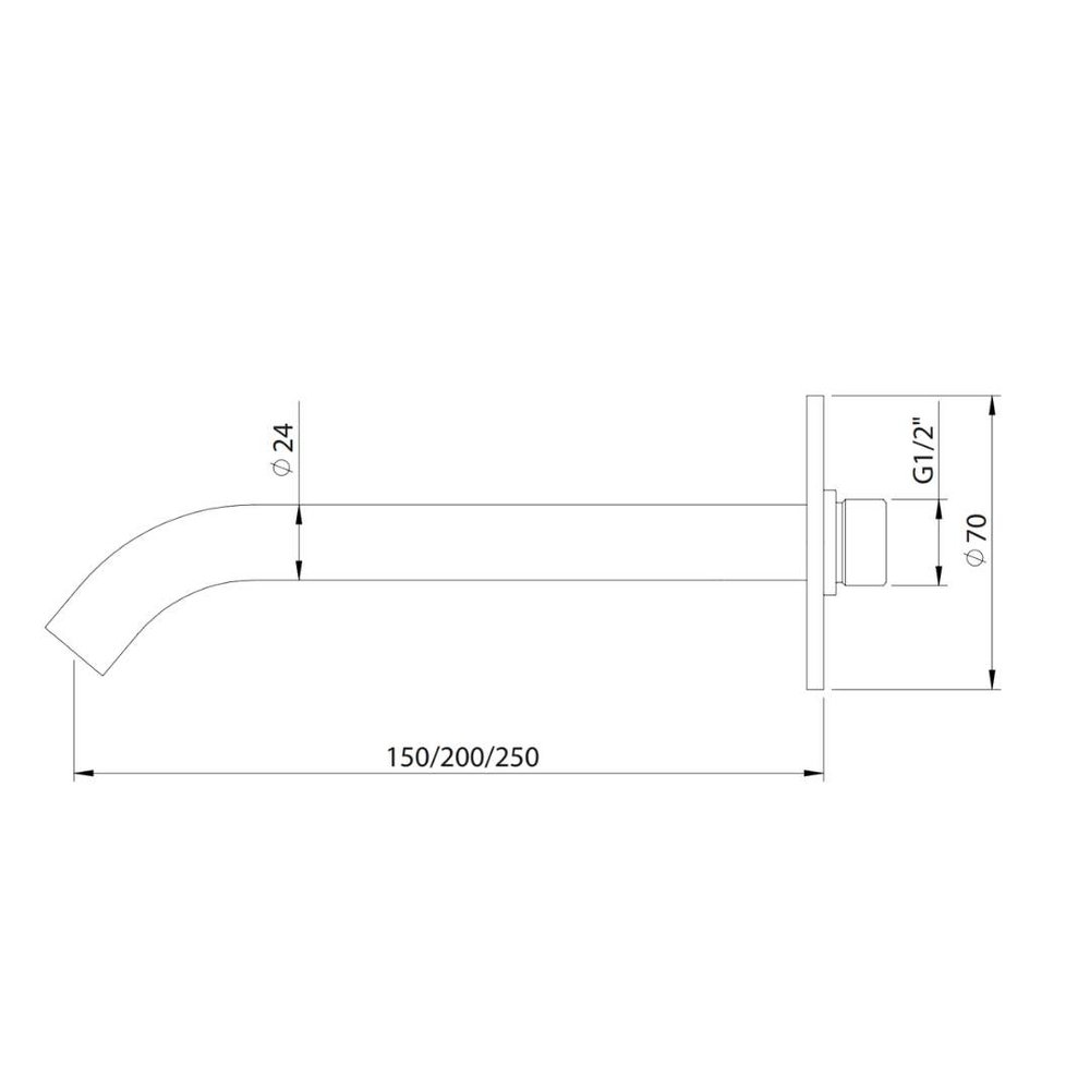 Настенный излив для ванны HAPA 250 мм (цвет - хром PC) BIC.0009.250.PC