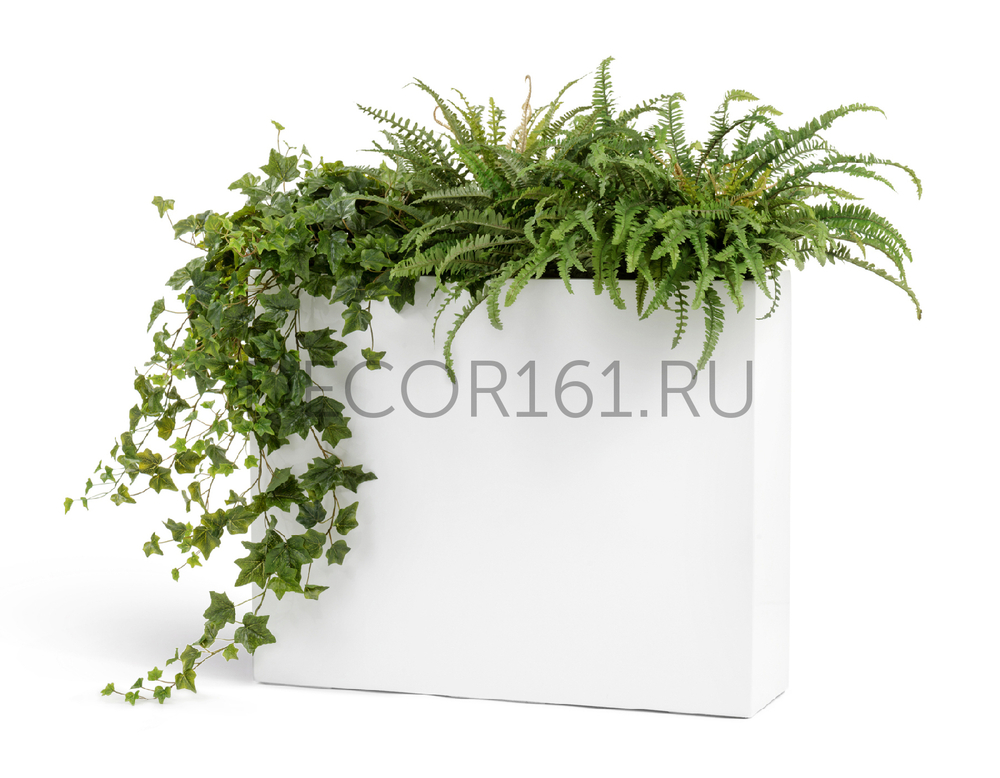 Кашпо TREEZ Effectory Gloss Высокий Дивайдер Белый глянцевый лак в-75, д-92, ш-25 см 1/1 41.3320-05-040-WH-92/75