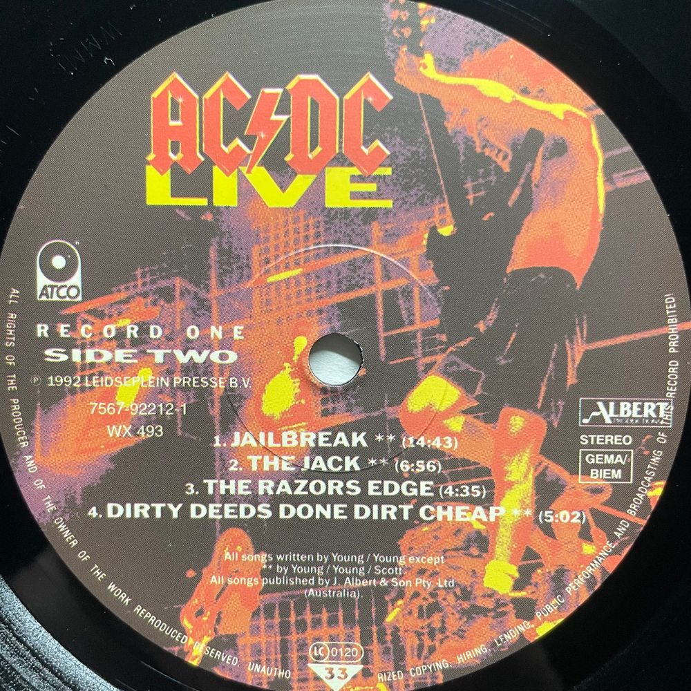 AC/DC ‎– Live 2LP (Европа 1992г.)