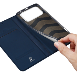 Чехол книжка из кожи синего цвета для Honor 600 и 600 Pro, серия Skin Pro Series от Dux Ducis