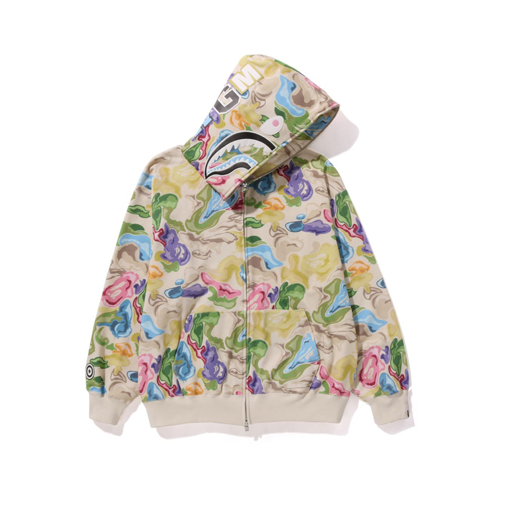 A Bathing Ape Bathing Ape Fw23 Art Camo Shark Zip Front Худи MLX