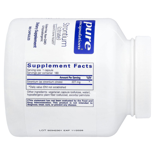 Pure Encapsulations, стронций (цитрат), 180 капсул (227 мг в 1 капсуле)