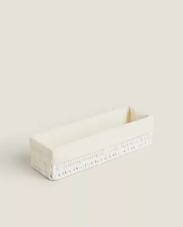 ZARA HOME ПРЯМОУГОЛЬНАЯ КОРЗИНА С ТЕКСТИЛЬНОЙ ПОДКЛАДКОЙ, БЕЛЫЙ