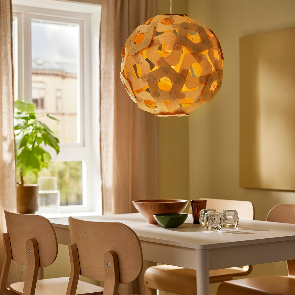 IKEA ÖDLEBLAD  (ИКЕА ЁДЛЕБЛАД)  -  Плафон для подвесного светильника - берёзовый шпон 48 см