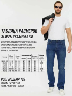 Джинсы SUPER SHIP Denim Classic,мужские,прямые классические,синие размер- (58-60) -40/34