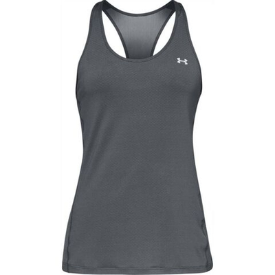 Женский топ теннисный Under Armour HeatGear Armour Racer Tank - pitch gray light heather/metallic silver