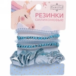Резинки для волос 5шт «The Star Collection», цвет голубой, d-6см (блистер Единорог)