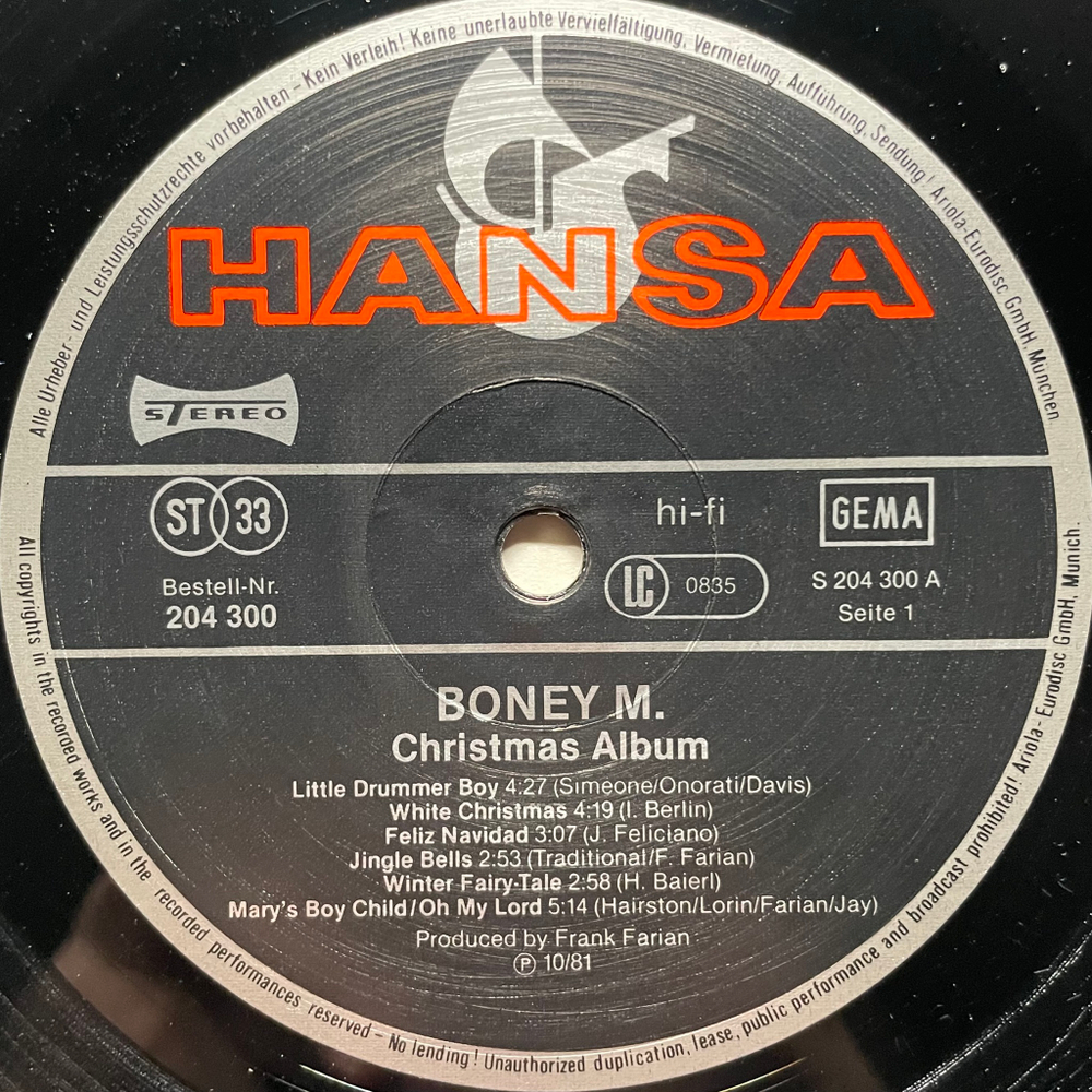 Boney M. ‎– Christmas Album (Германия 1981г.)