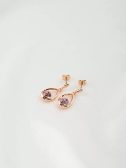 Серьги-капли Белла с розовыми кристаллами Swarovski