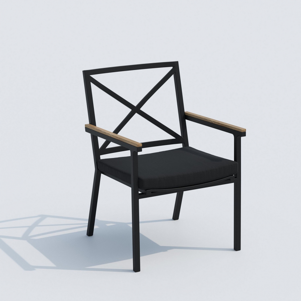 Обеденная группа Ideal Patio ДОЛЛА ФЕСТА каркас карбон, стол алюминий 180, ткань черная