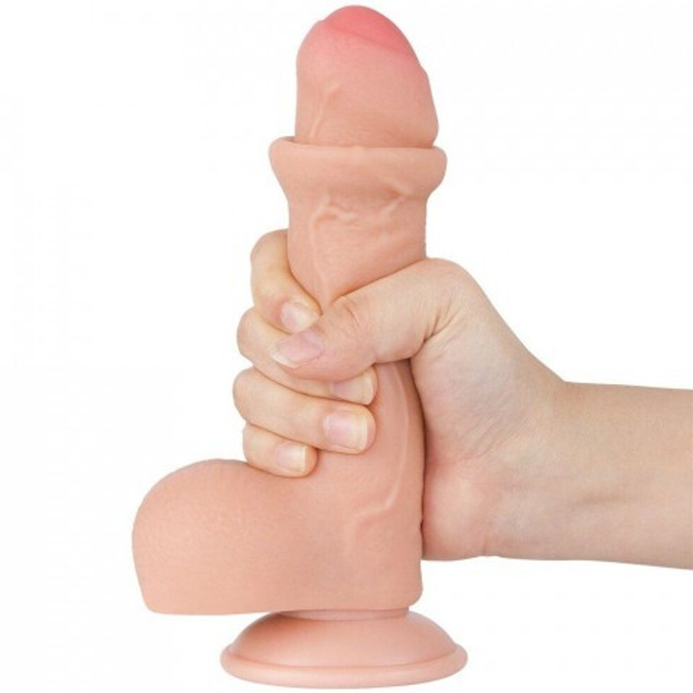 Реалистичный фаллоимитатор Lovetoy Sliding Skin (18,3×3,5 см) с двойной плотностью телесный