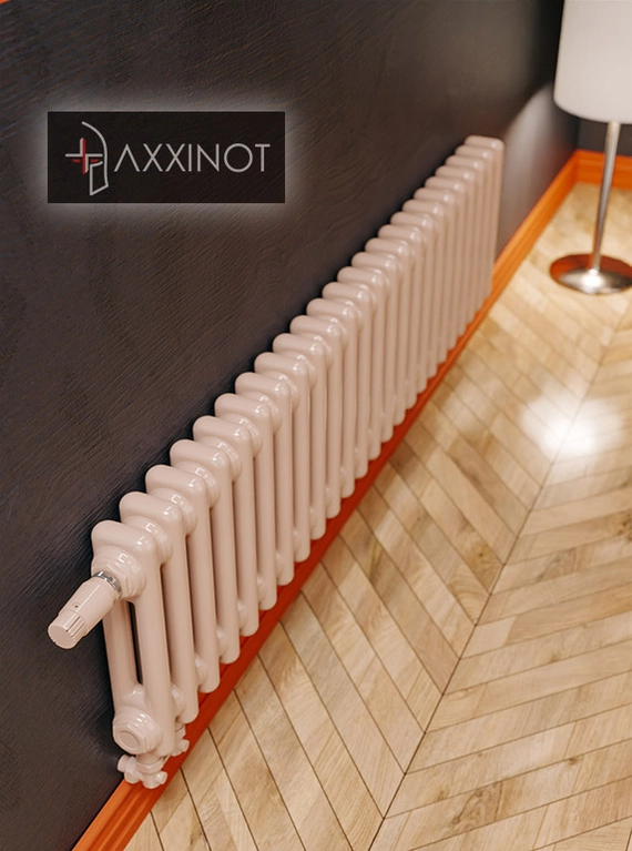 Axxinot Sentir 2020 - двухтрубный трубчатый радиатор высотой 200 мм, нижнее подключение с термовентилем, палитра RAL