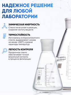 Колба Бунзена 500 мл (с тубусом) 2-500-29/32, со шлифом 29/32
