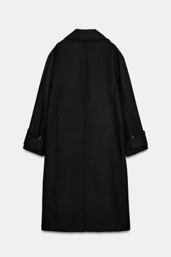 ZARA ПАЛЬТО ИЗ 100% ШЕРСТИ — ZW COLLECTION, ЧЕРНЫЙ