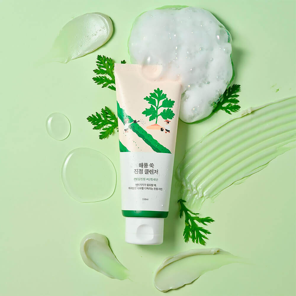 Round Lab Mugwort Calming Cleanser успокаивающая пенка для умывания с полынью