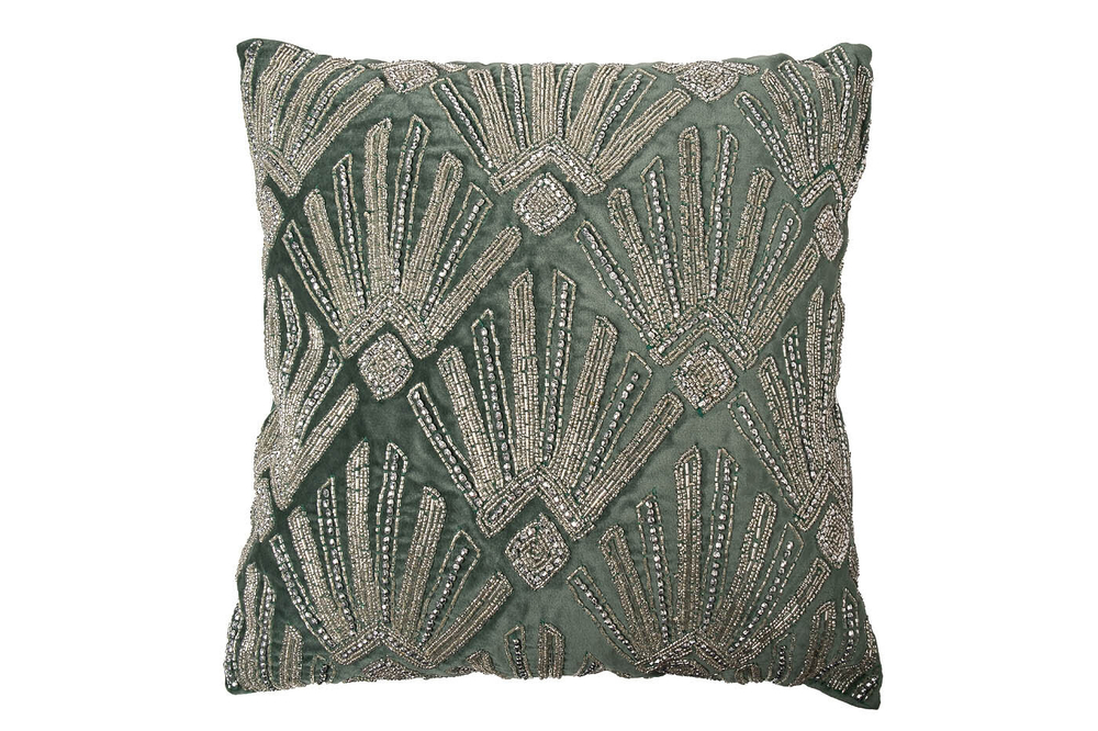 Подушка с бисером 45x45см Garda Decor Манxэттен зеленая