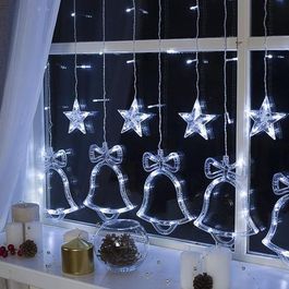 Электрогирлянда Luazon Lighting Бахрома, 2.4 х 0.9 м, "Колокольчики", 8 режимов, свечение белое