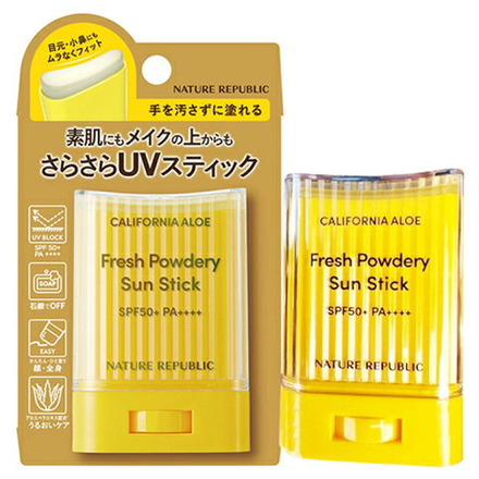 NATURE REPUBLIC Powdery UV Aloe Stick | Солнцезащитный стик | SPF50+ PA++++ | 24 г