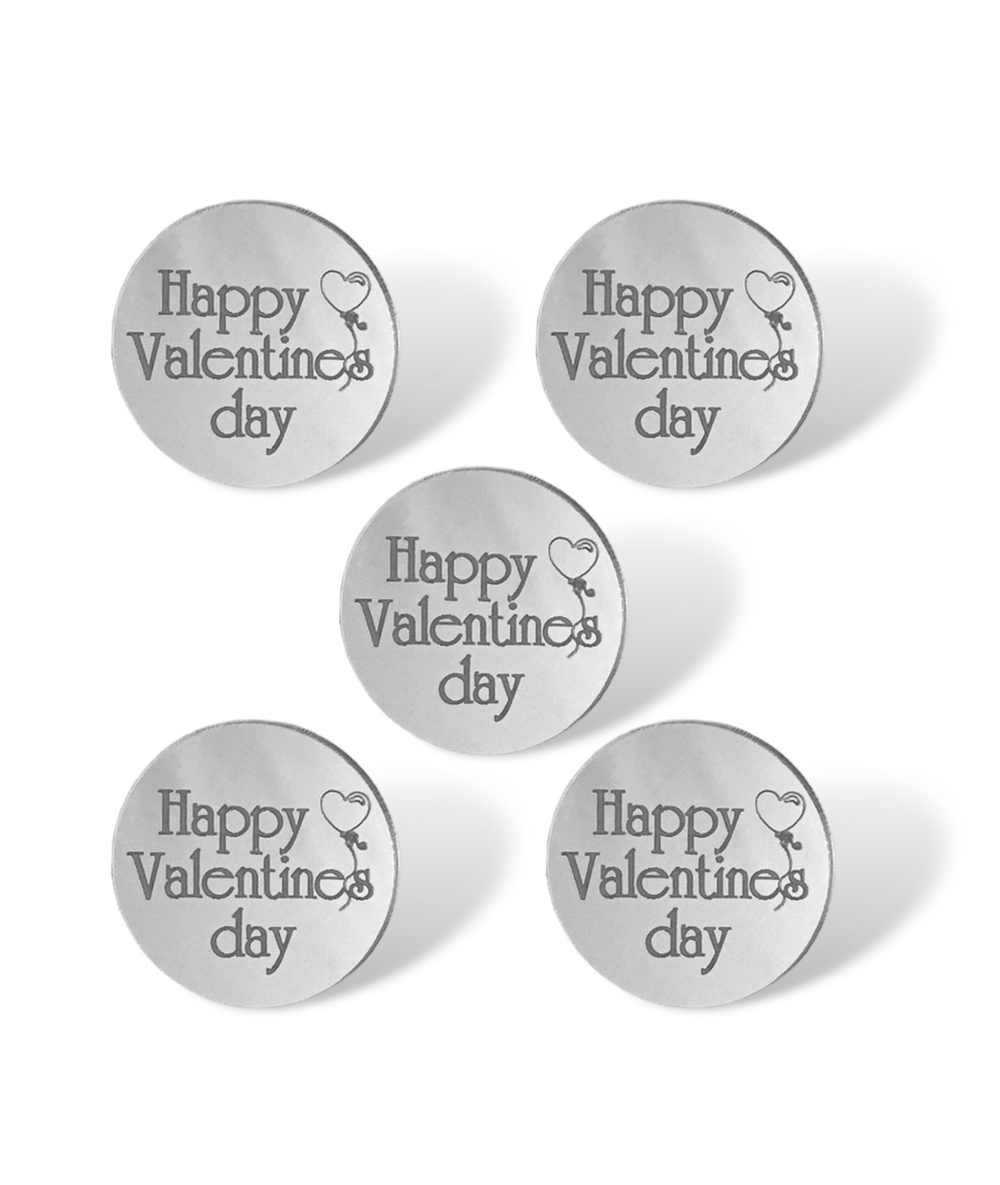 Топпер Бирка круглая "Happy valentines day" (4см) 5шт акрил