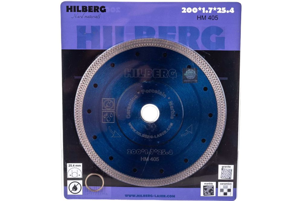 Диск алмазный отрезной 200*25,4/22,23 Hilberg Турбо ультратонкий х-тип HM405