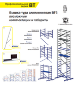 Новинка! Вышка тура профессиональная алюминиевая ALUMET серия ВТ6, БАЗА с площадкой, длина 1,6 м, ширина 0,6 м, рабочая высота 3,28 м ВТ61606020