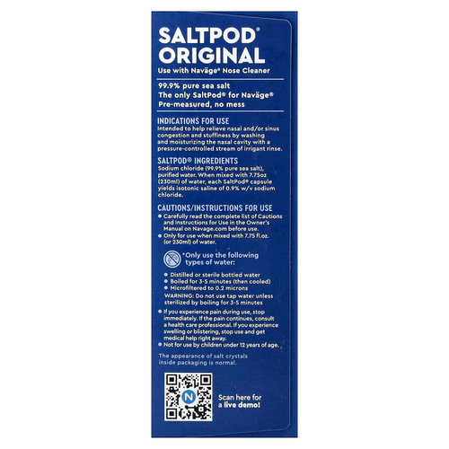 Navage, Saltpod® Original, средство для снятия заложенности носа, 30 капсул солевого концентрата
