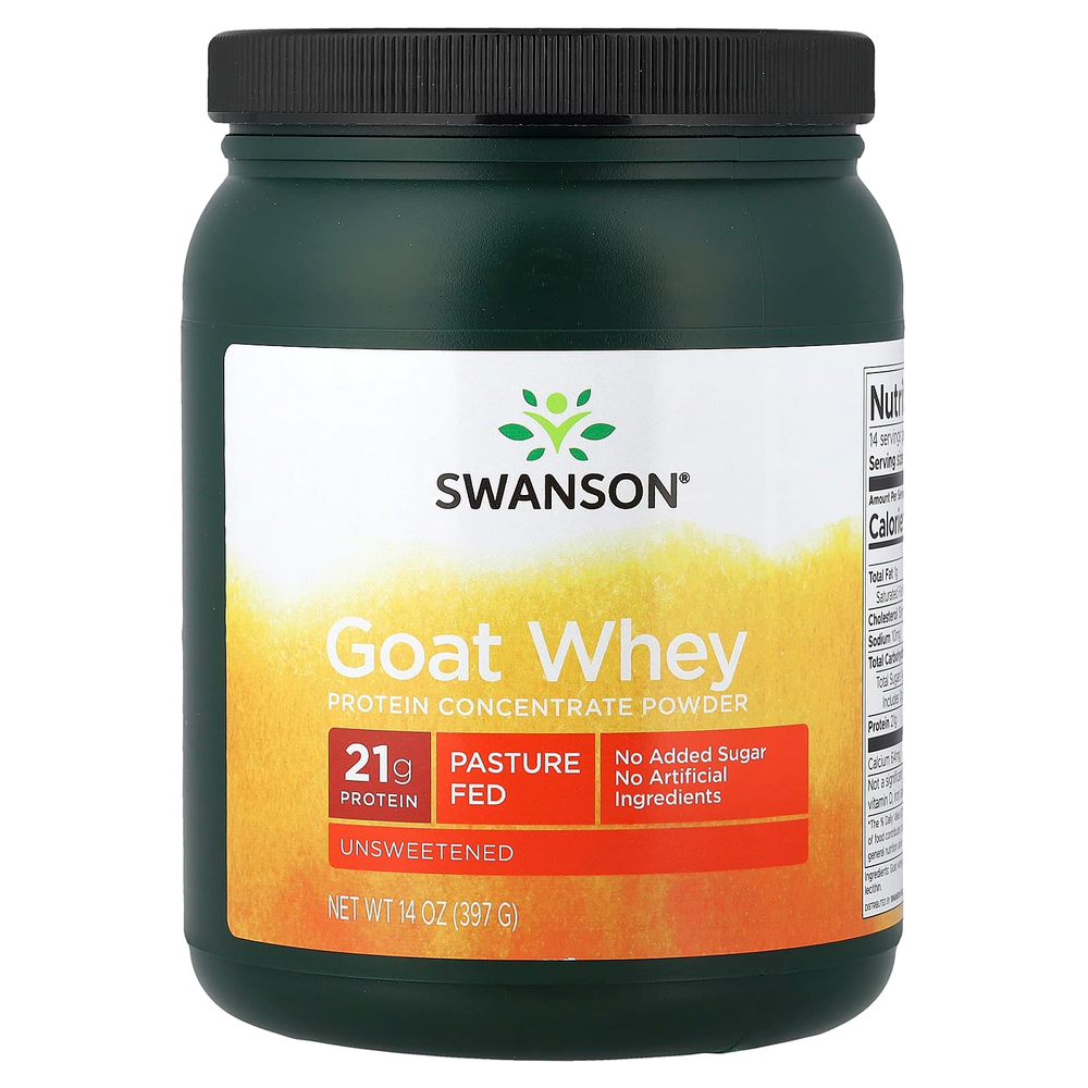 Swanson Vitamins, Порошок концентрата козьего сывороточного протеина, несладкий, 397 г (14 унций)