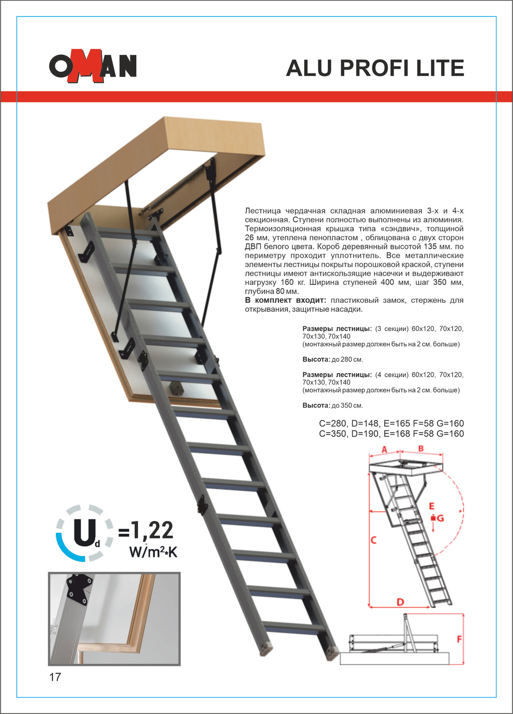 ALU PROFI LITE алюминиевая чердачная лестница с люком