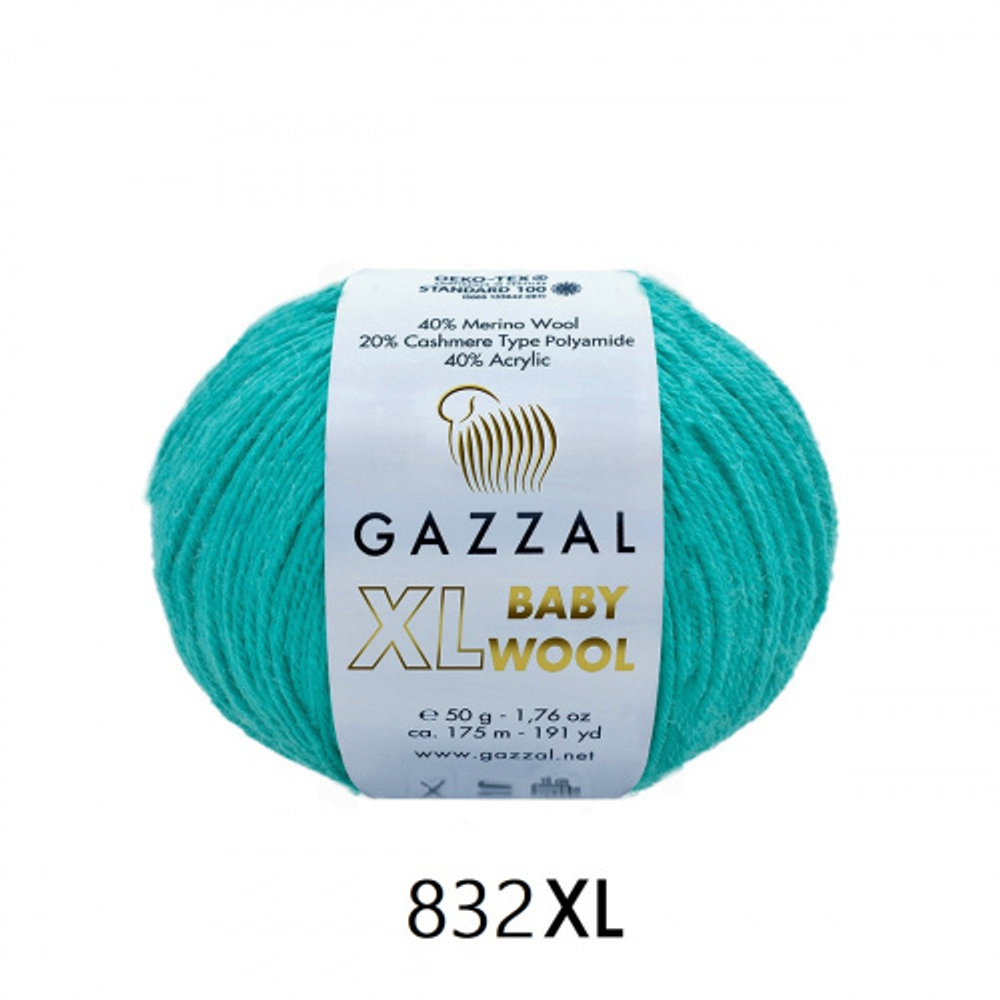 Пряжа Baby Wool XL 50 г, 100м, 40%акрил, 40%шерсть мериноса, 20%кашемир, 40%акрил (цена за 1 шт)