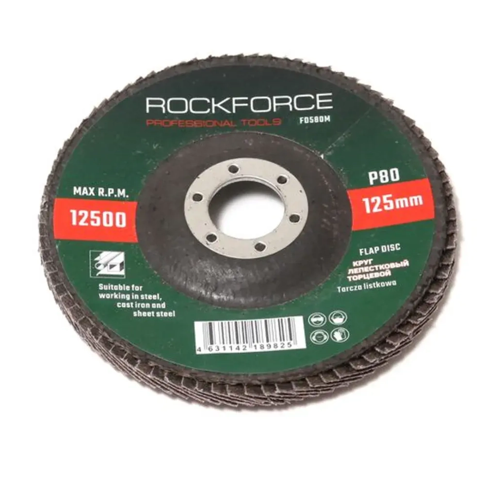 Круг лепестковый торцевой 125х22мм P100 RockForce##Rock FORCE RF-FD5100M
